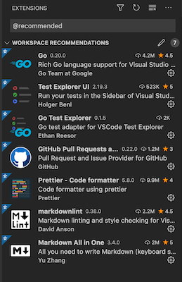 recommended extensions